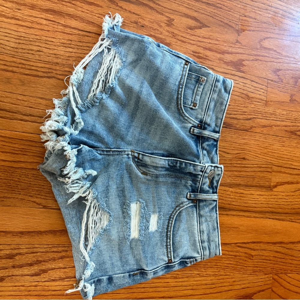 Pacific Sunwear Light Blue Distressed Jean Shorts